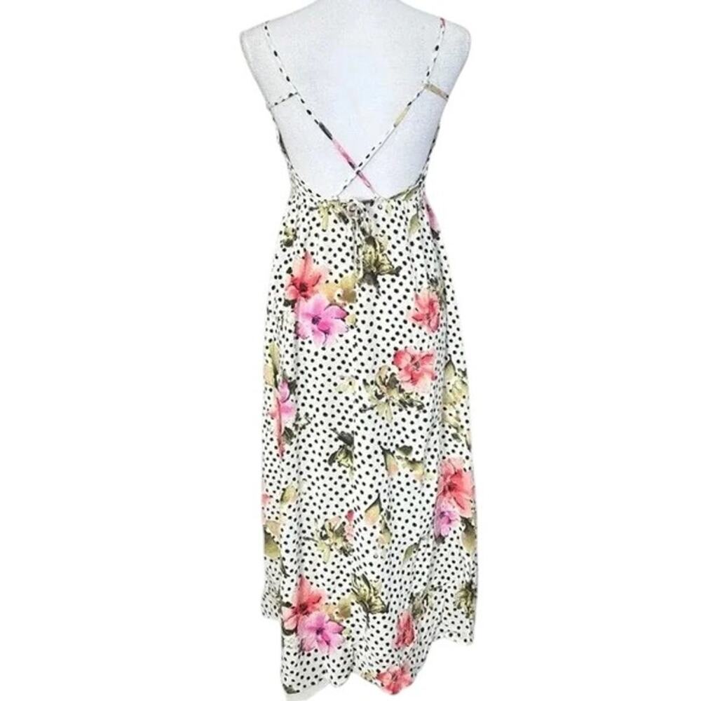 Stillwater Floral Polka Dot Open Back Maxi Dress M NWT Side Slit Pockets Boho - Picture 6 of 10